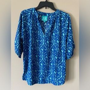 Escapada Tunic Top Women’s Size XS Blue Turquoise V-Neck